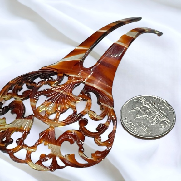 🌺Vintage Celluloid Tortoise Shell Hair Comb - Picture 10 of 11